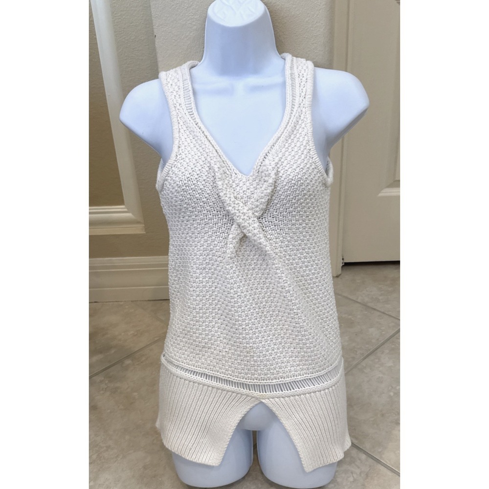 3.1 Phillip Lim Ivory Chrochet Knit V Neck Sleeveless Size‎ XS Preppy Boho